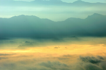 sea of yellow clouds at sunrise in Yundong Villa Miaoli