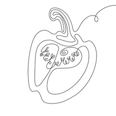 Sweet pepper black outline abstraction on white background