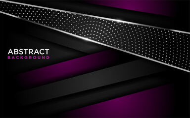 Abstract Dark Background Combined with Modern Purple Shape and Silver Lines.