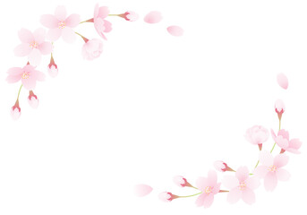 Obraz na płótnie Canvas 桜の花のベクターイラストフレーム(art,card,Invitation,celebration,wedding)