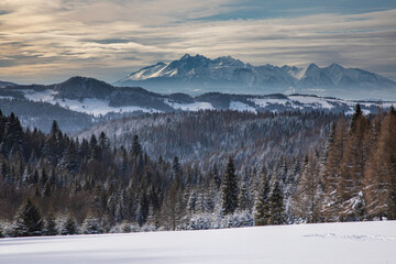 view of the snow-capped mountains