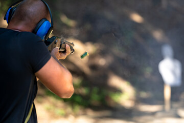 target shooting at a shooting range with an automatic weapon