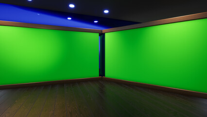 Backdrop For TV Shows .TV On Wall.3D Virtual News Studio Background, 3d illustration	
