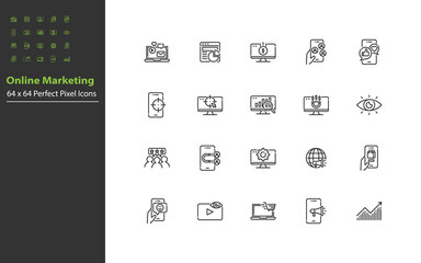 set of marketing, line icons, online marketing, business, advertise