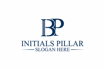 legal pillar logo, initial letter b/p. premium vector