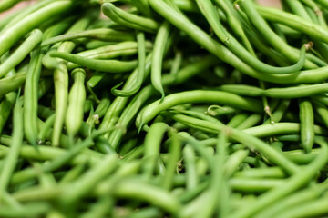 Background from green bean string. Close up.