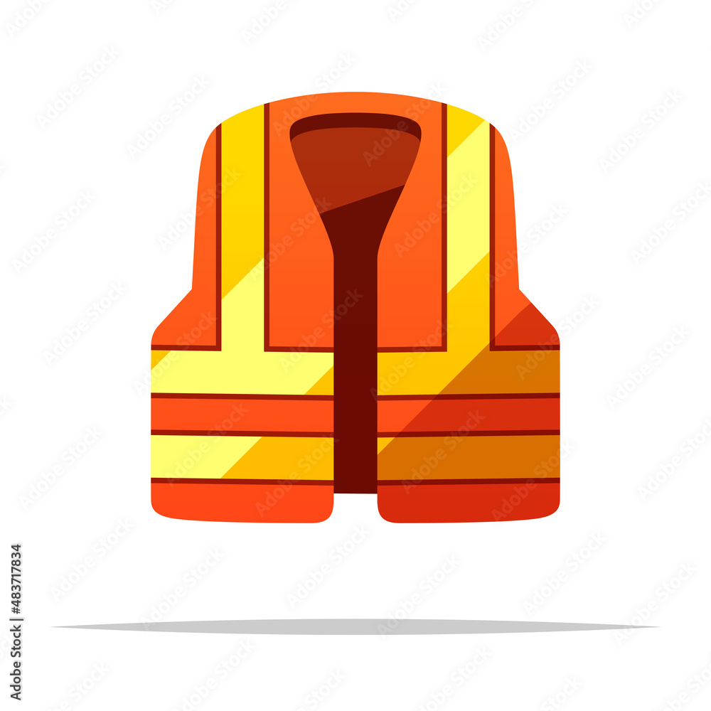 Sticker Orange safety vest icon vector isolated illustration