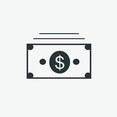 Dollar banknote icon vector. currency, usd, money, cash symbol