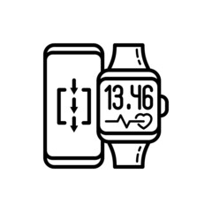 Smart watch and smartphone thin line icon. Modern vector illsutration.