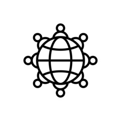 Racial tolerance thin line icon: people around globe. Modern vector illustration of globalization.