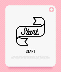 Start ribbon thin line icon. Modern vector illustration.