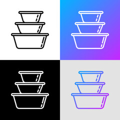 Reusable lunch containers thin line icons. Zero waste. Modern vector illustration.