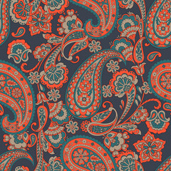 Damask Paisley seamless vector pattern for fabric design