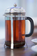 glass teapot with lid with brewed tea