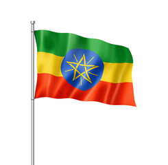 Ethiopian flag isolated on white