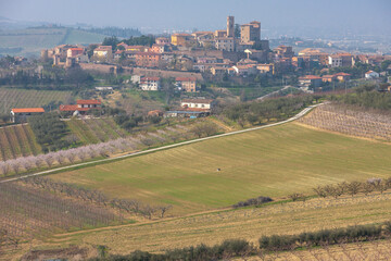 Fototapeta na wymiar Longiano, Forlì Cesena. Panoraa con il Castello Malatestiano