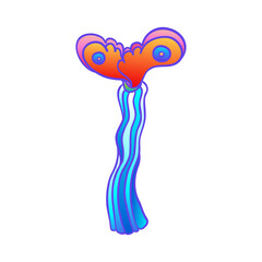 Colorful flower, retro 60s, 70s hippie style. Vintage psychedelic vector design elements. Isolated on white. Great for stickers, patches and textile prints.