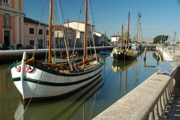 Cesenatico. Porto canale con le barche del Museo galleggiante della Marineria 