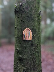 Fairy door on a tree in Wiltshire forest