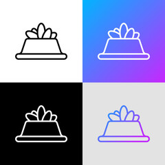 Dry pet food in bowl. Thin line icon. Symbol of feeder. Modern vector illustration.