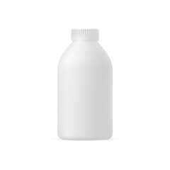 Vector 3d mockup of a plastic bottle for medical preparations, dietary supplements, dairy products, or cosmetics. Packaging template for various liquids.