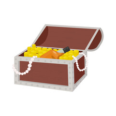 vintage wooden chest with golden coin