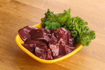 Raw chicken liver in the bowl