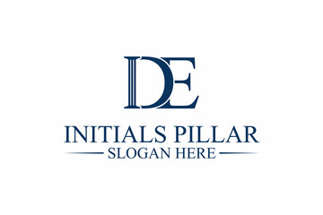 legal pillar logo, initial letter d/e. premium vector