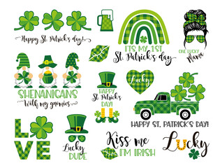 A set of decorative elements for St Patricks day. Vector Illustrations