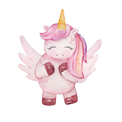  cute pink unicorn with wings