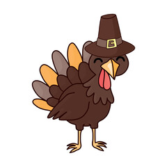 Happy Thanksgiving Celebration Design with Cartoon Turkey