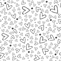 Fototapeta na wymiar Hearts seamless pattern, Polka dot with hearts