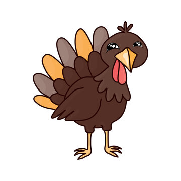 Happy Thanksgiving Celebration Design with Cartoon Turkey