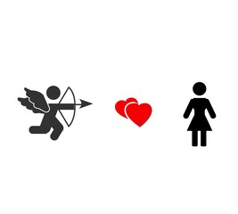 valentine cupid icon with arrow and wings