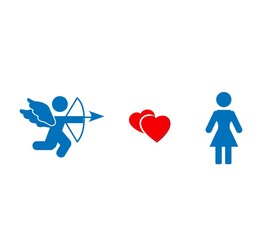 valentine cupid icon with arrow and wings