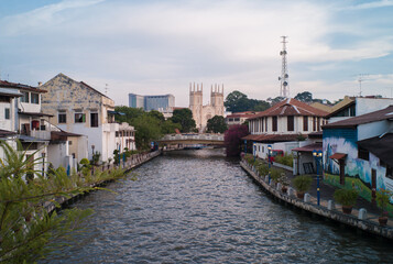 Obraz premium Riverside of Malacca river, Malaysia