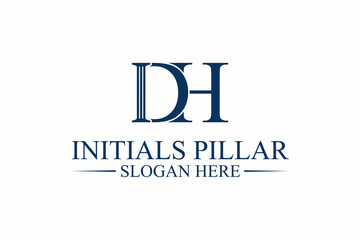 legal pillar logo, initial letter d/h. premium vector