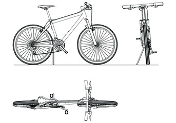 Line drawing of classic roadster bicycle. Outline illustration of bicycle vector icon.