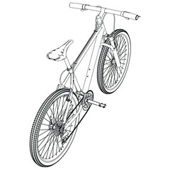 Line drawing of classic roadster bicycle. Outline illustration of bicycle vector icon.