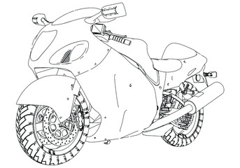 Motorcycle outline vector illustration. Motobike vehicle template vector isolated on white.