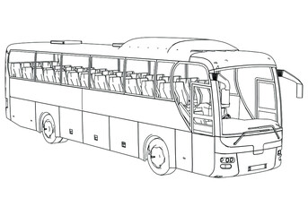 Bus outline vector illustration. Bus vehicle template vector isolated on white.
