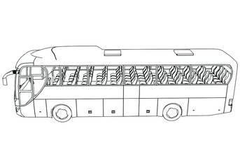 Bus outline vector illustration. Bus vehicle template vector isolated on white.