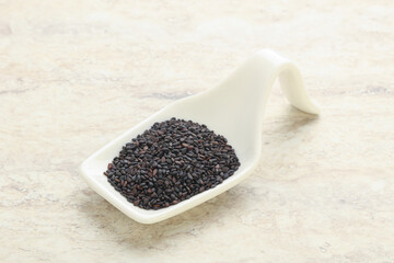 Black sesame seeds in the bowl