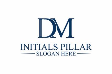 legal pillar logo, initial letter d/m. premium vector