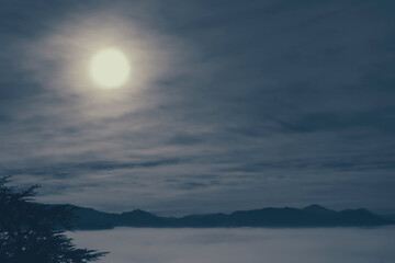 Fototapeta na wymiar Full moon night, landscape