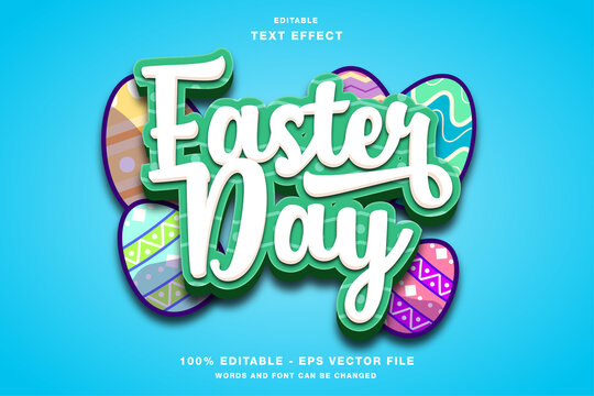 Easter Day with Eggs Cartoon 3D Editable Text Effect