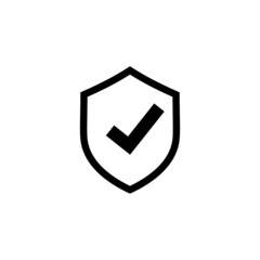 Check mark shield simple flat icon vector illustration. Check mark icon. Shield icon