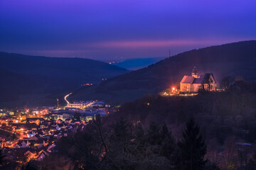 Blick Schloss Spangenberg bei Nacht