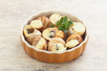 Delicous baked snail with butter - Escargot