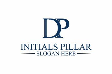 legal pillar logo, initial letter d/p. premium vector